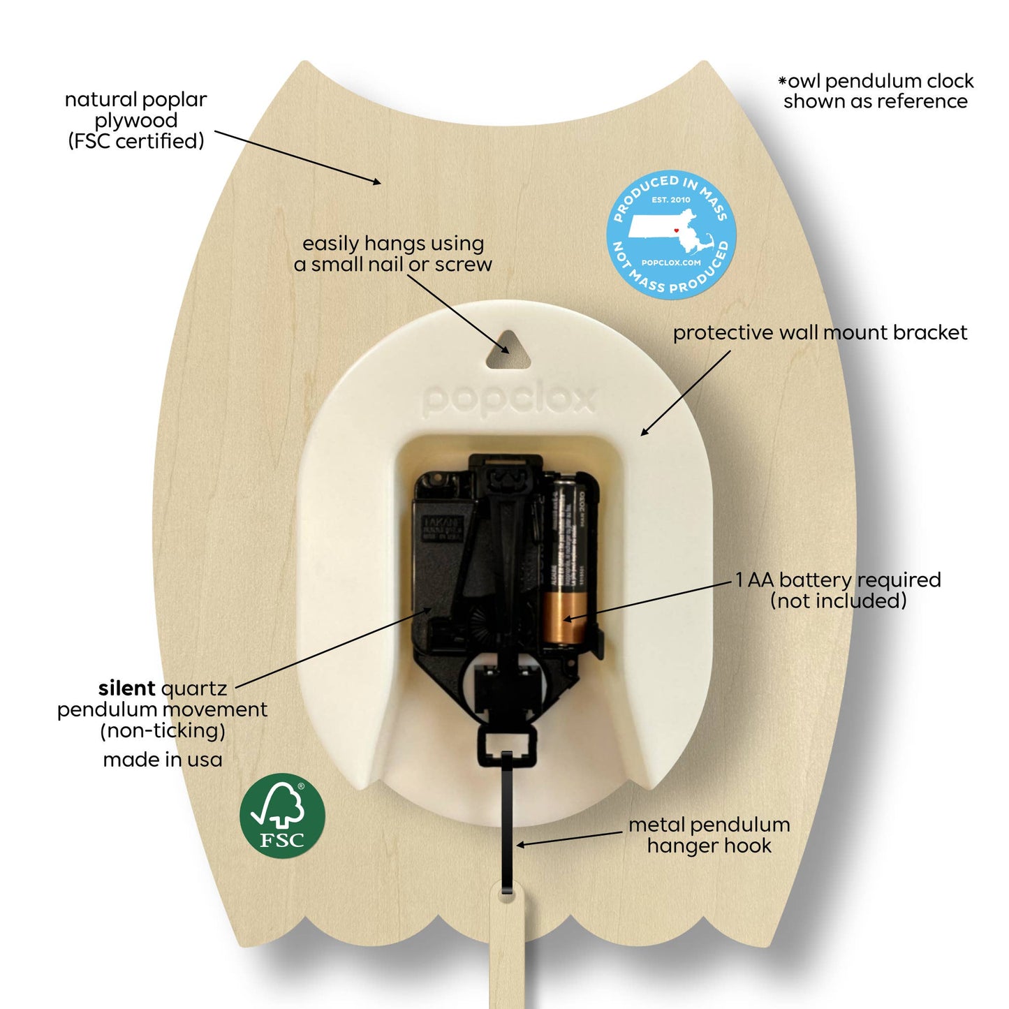 Bass Pendulum Clock - Wood