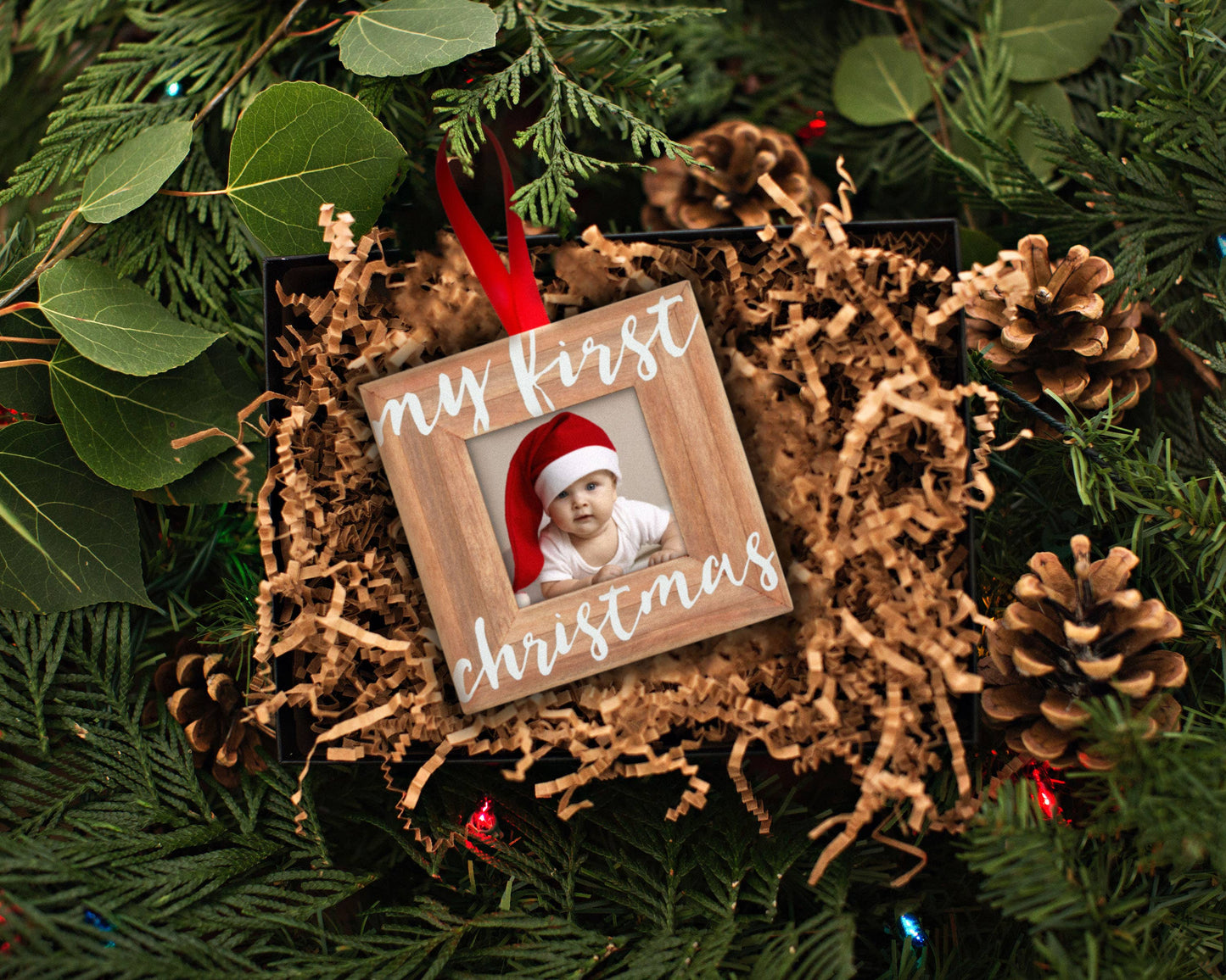 My First Christmas Wooden Holiday Picture Frame Ornament