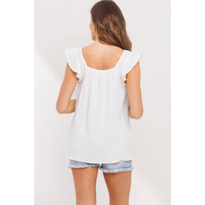 Ruffle Sleeve Maternity Cotton Tank Top