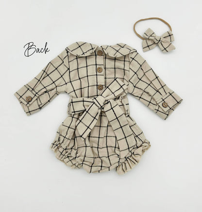 Plaid Bubble Romper + Bow