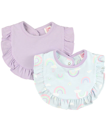 Ruffle Bibs Knit 2-Pack - Soft Rainbow & Lilac