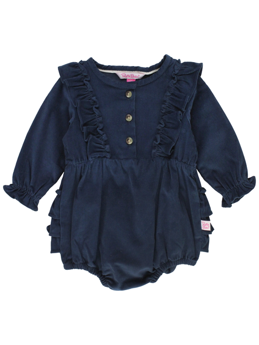 Dark Navy Corduroy Waterfall Bubble Romper