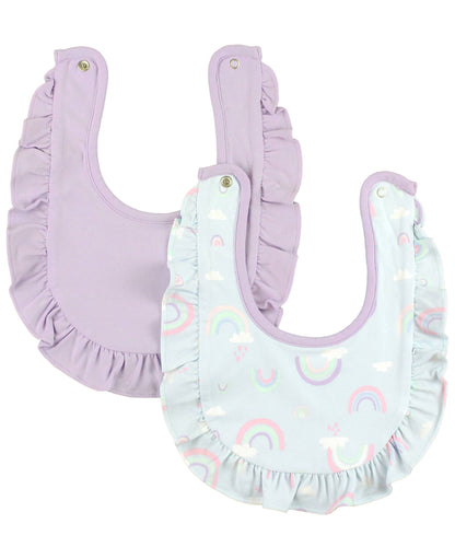 Ruffle Bibs Knit 2-Pack - Soft Rainbow & Lilac