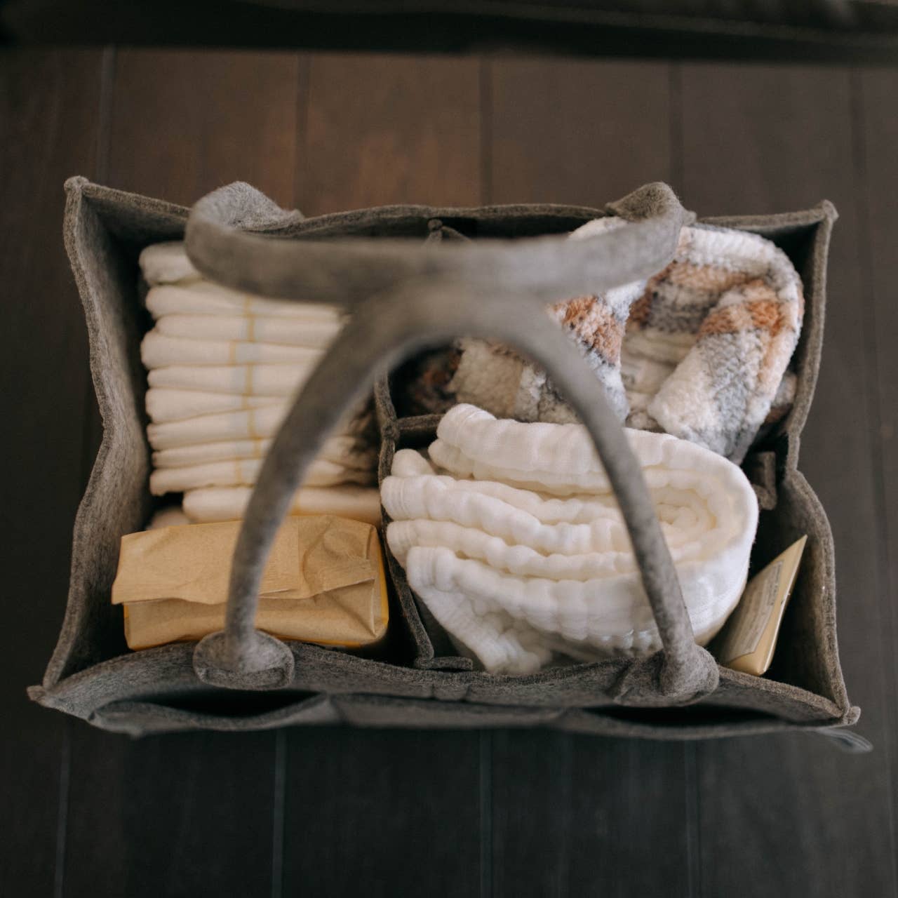 Diaper Caddy in Peppercorn