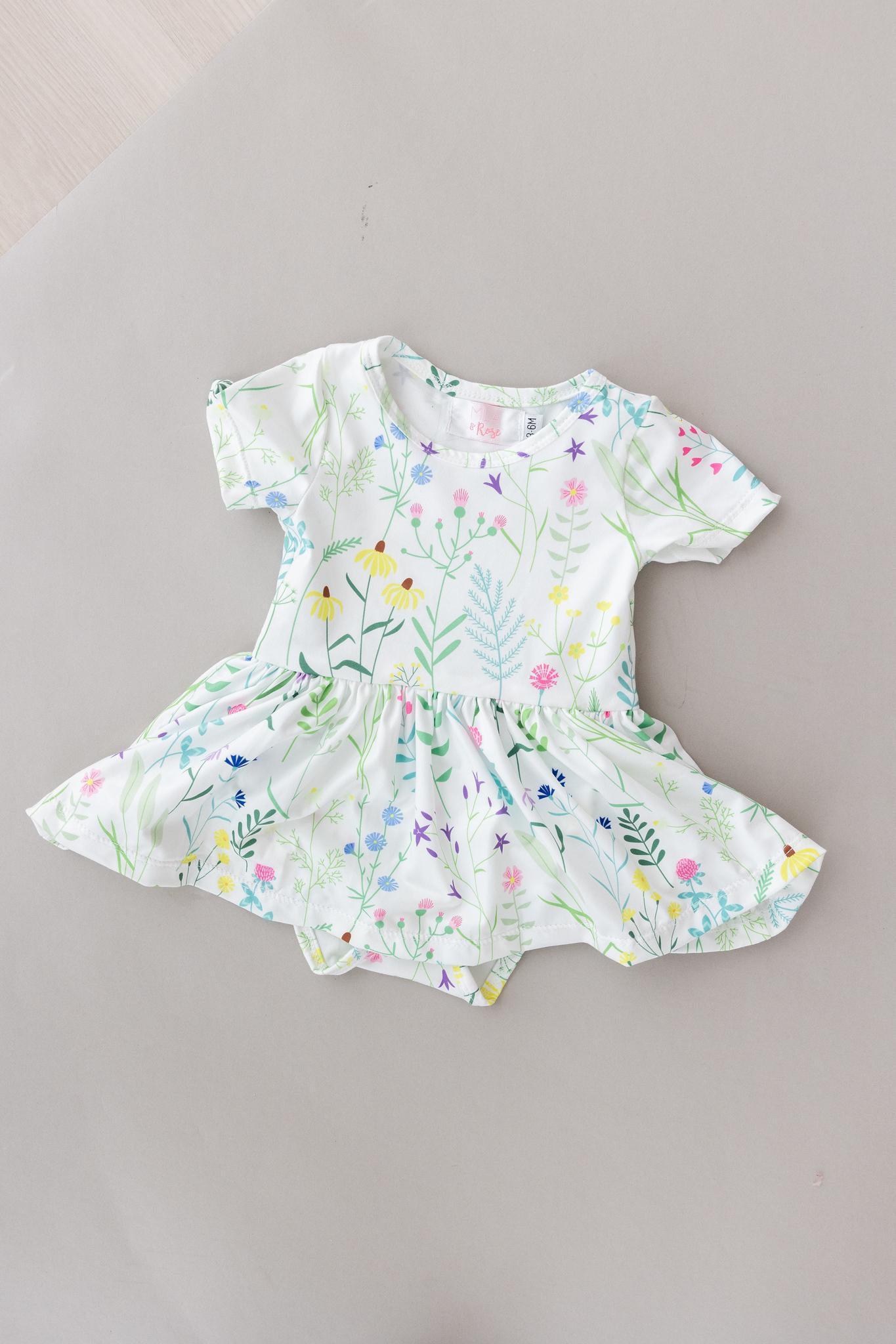 Spring Dandelion Floral Twirl Bodysuit