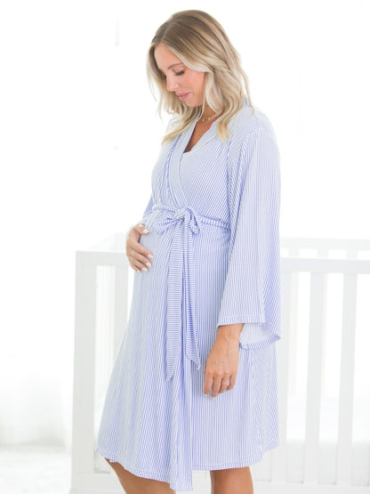 Periwinkle & White Maternity Robe