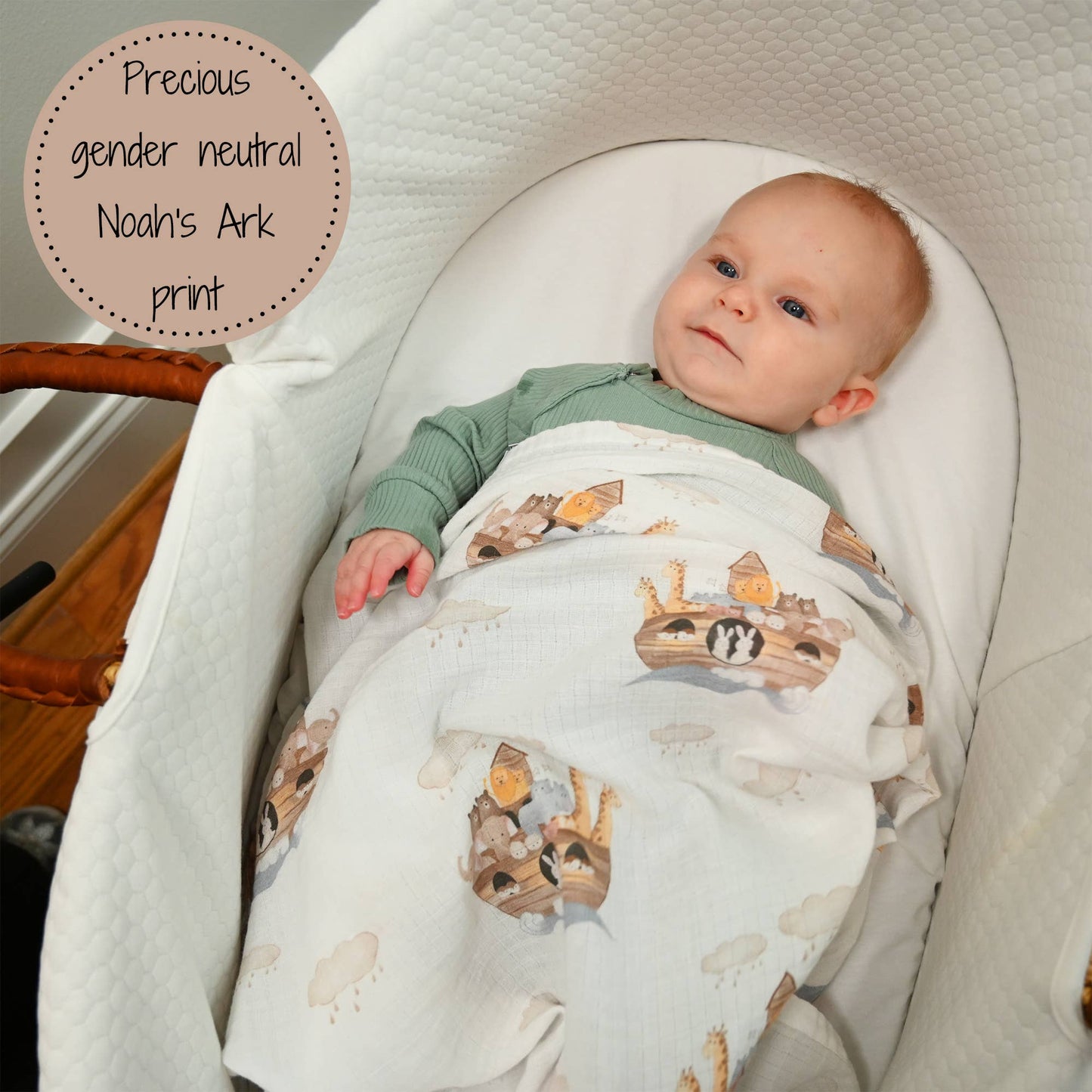 Noah's Ark Baby Swaddle Blanket