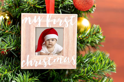 My First Christmas Wooden Holiday Picture Frame Ornament