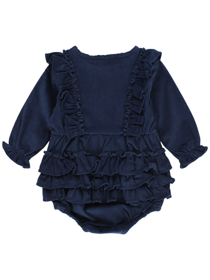 Dark Navy Corduroy Waterfall Bubble Romper