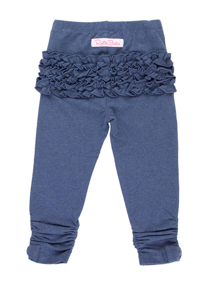 Faux Denim Ruched Bow Leggings