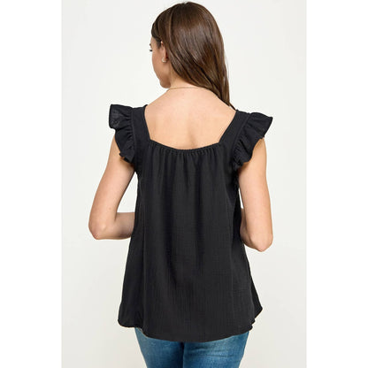 Ruffle Sleeve Maternity Cotton Tank Top