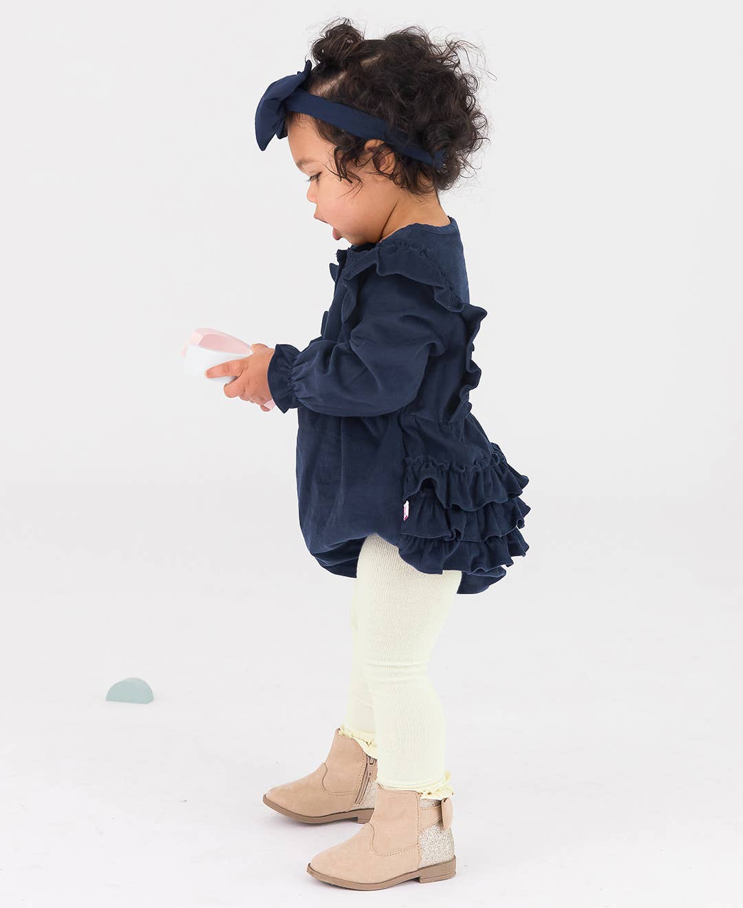 Dark Navy Corduroy Waterfall Bubble Romper