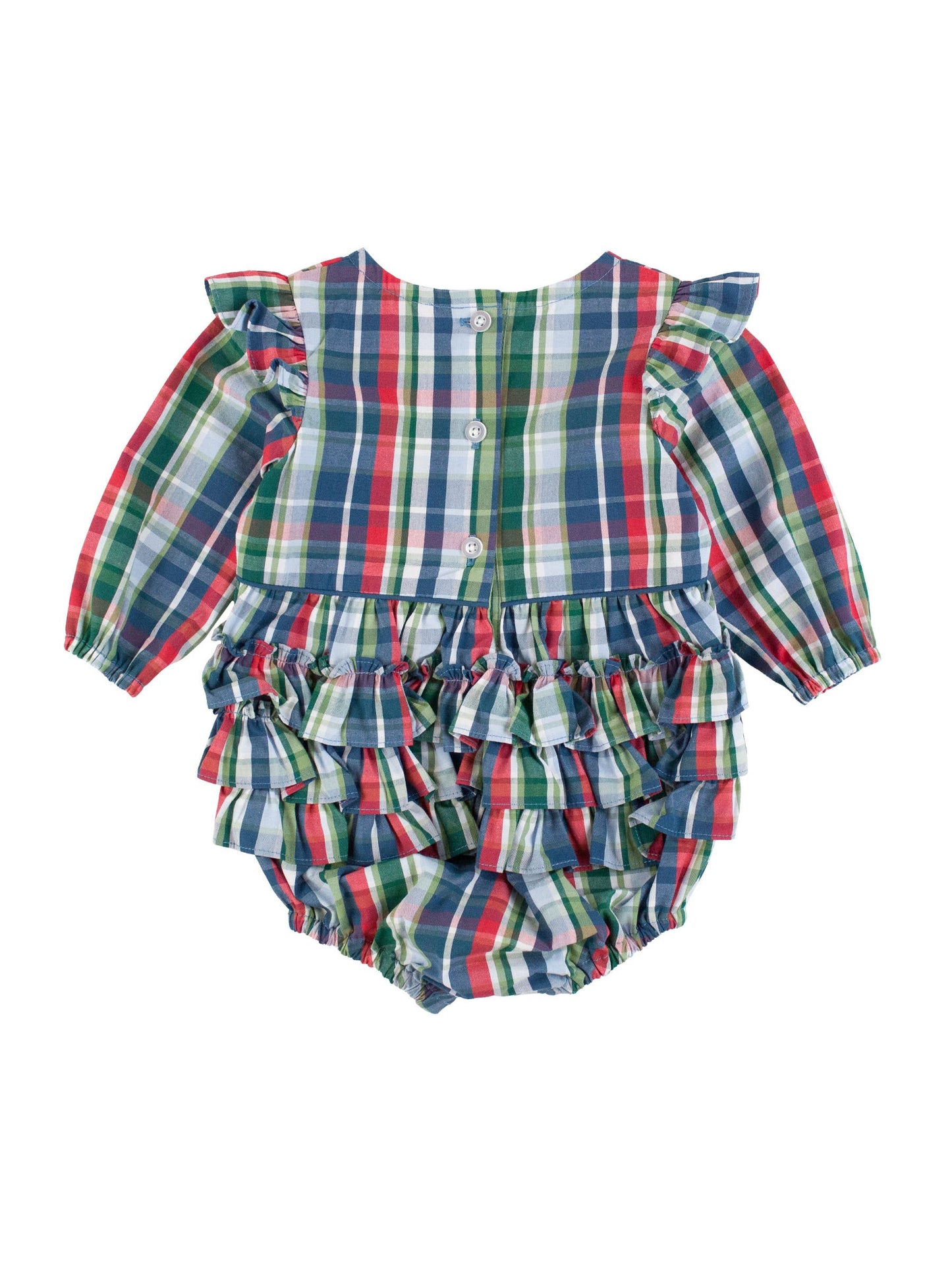 Prep School Plaid Woven Flutter Bubble Romper