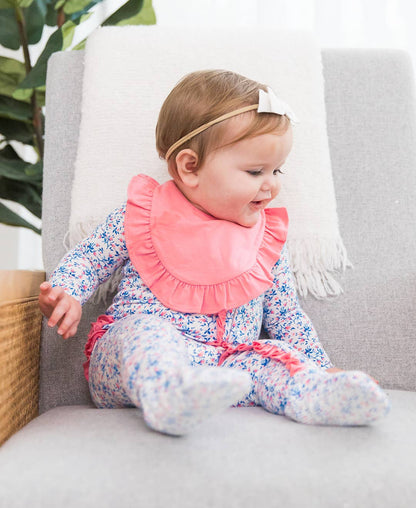 Ruffle Bibs Knit 2-Pack - Cottage Tea Time & Pink