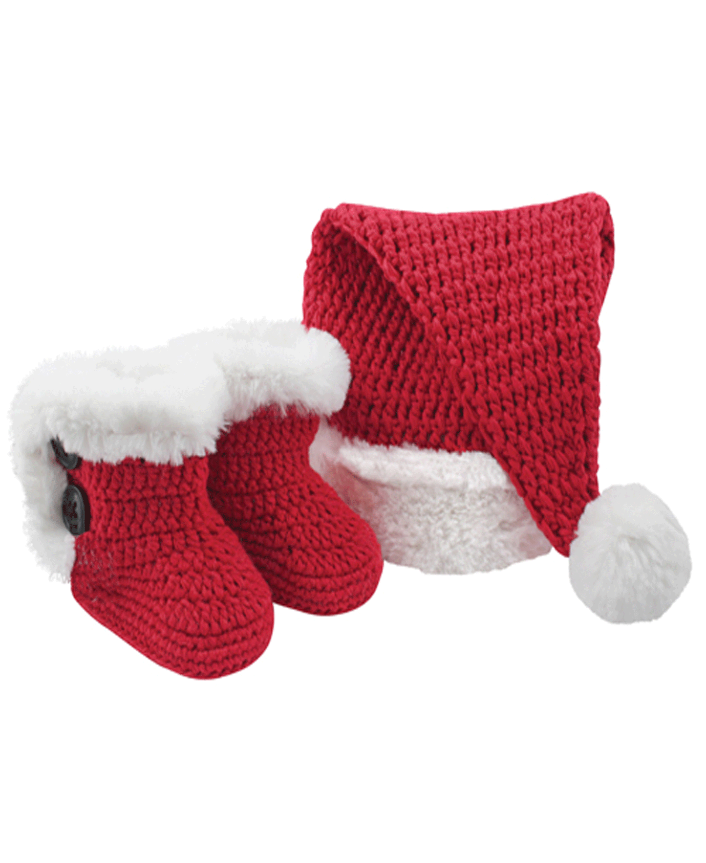 "Kringle" Santa Hat and Booties Newborn Gift Set