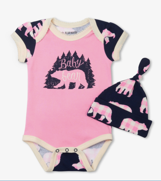 Baby Bear Pink Bodysuit & Hat