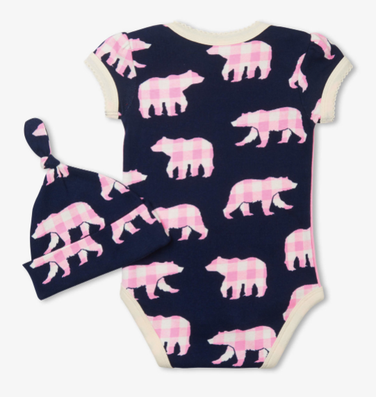 Baby Bear Pink Bodysuit & Hat