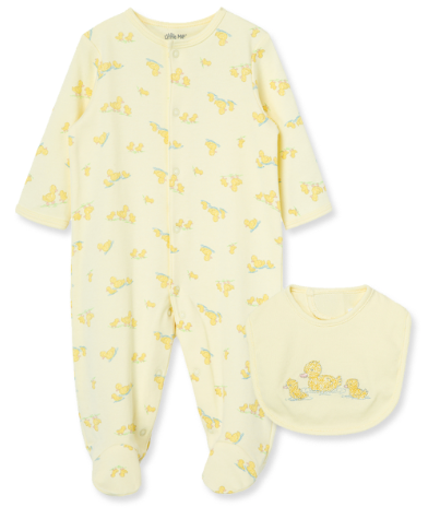 Little Ducks Footed One-piece with bib