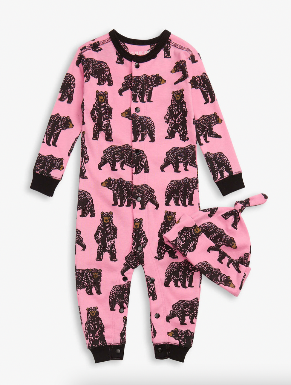 Pink Wild Bears Baby Coverall & Hat