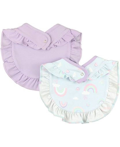 Ruffle Bibs Knit 2-Pack - Soft Rainbow & Lilac