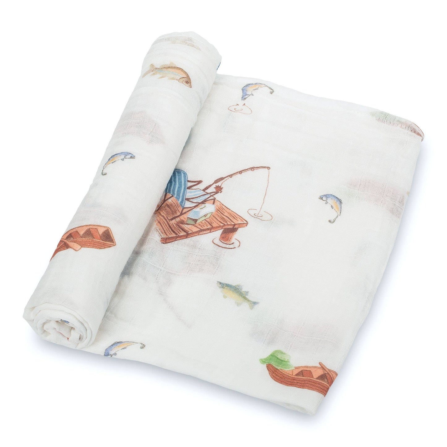 Gone Fishing Baby Muslin Cotton Blanket