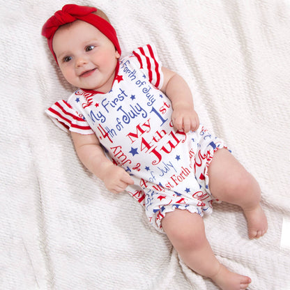 Baby Girl's My First 4th of July Cotton Romper