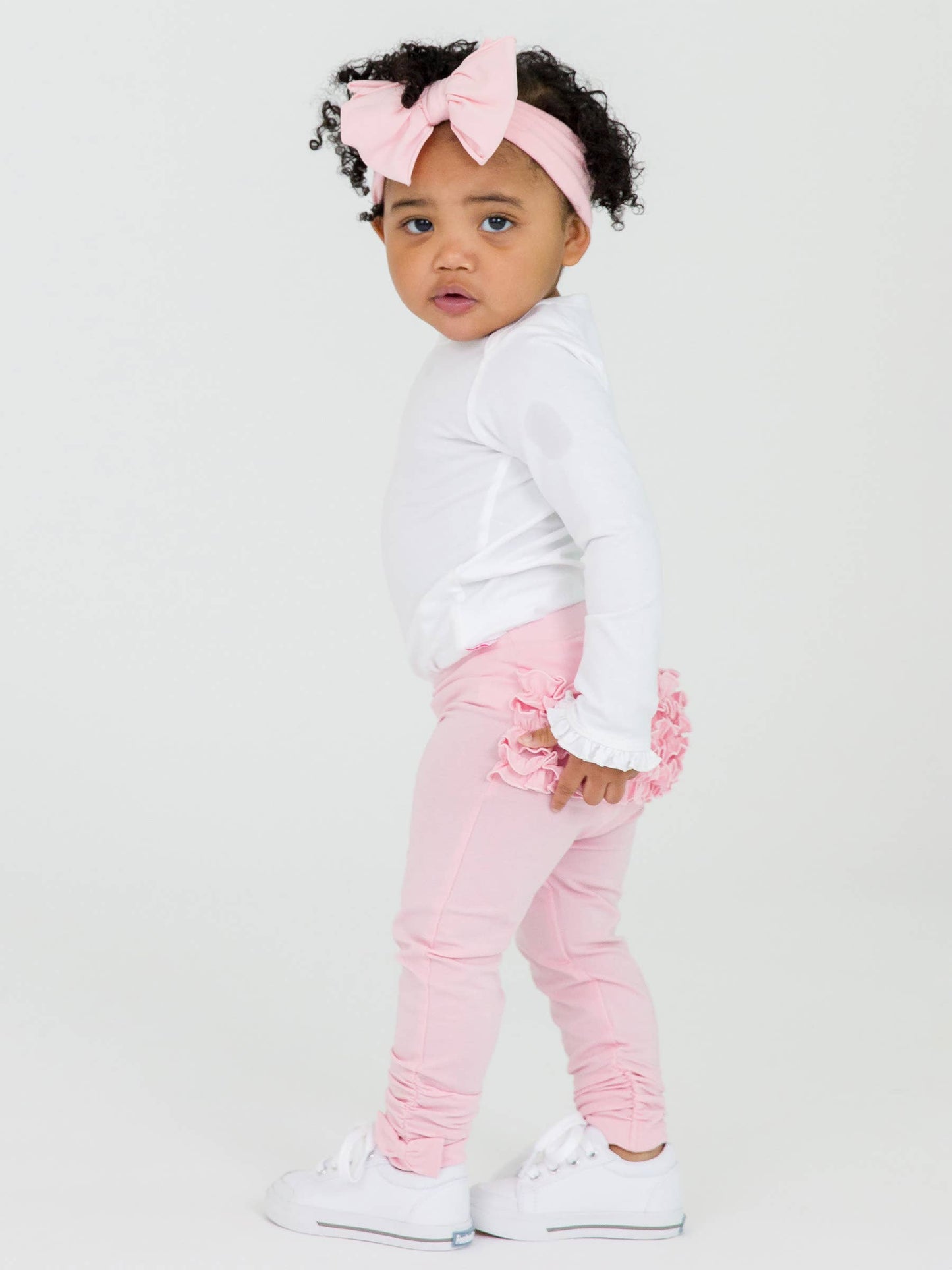 Pink Ruched Bow Leggings