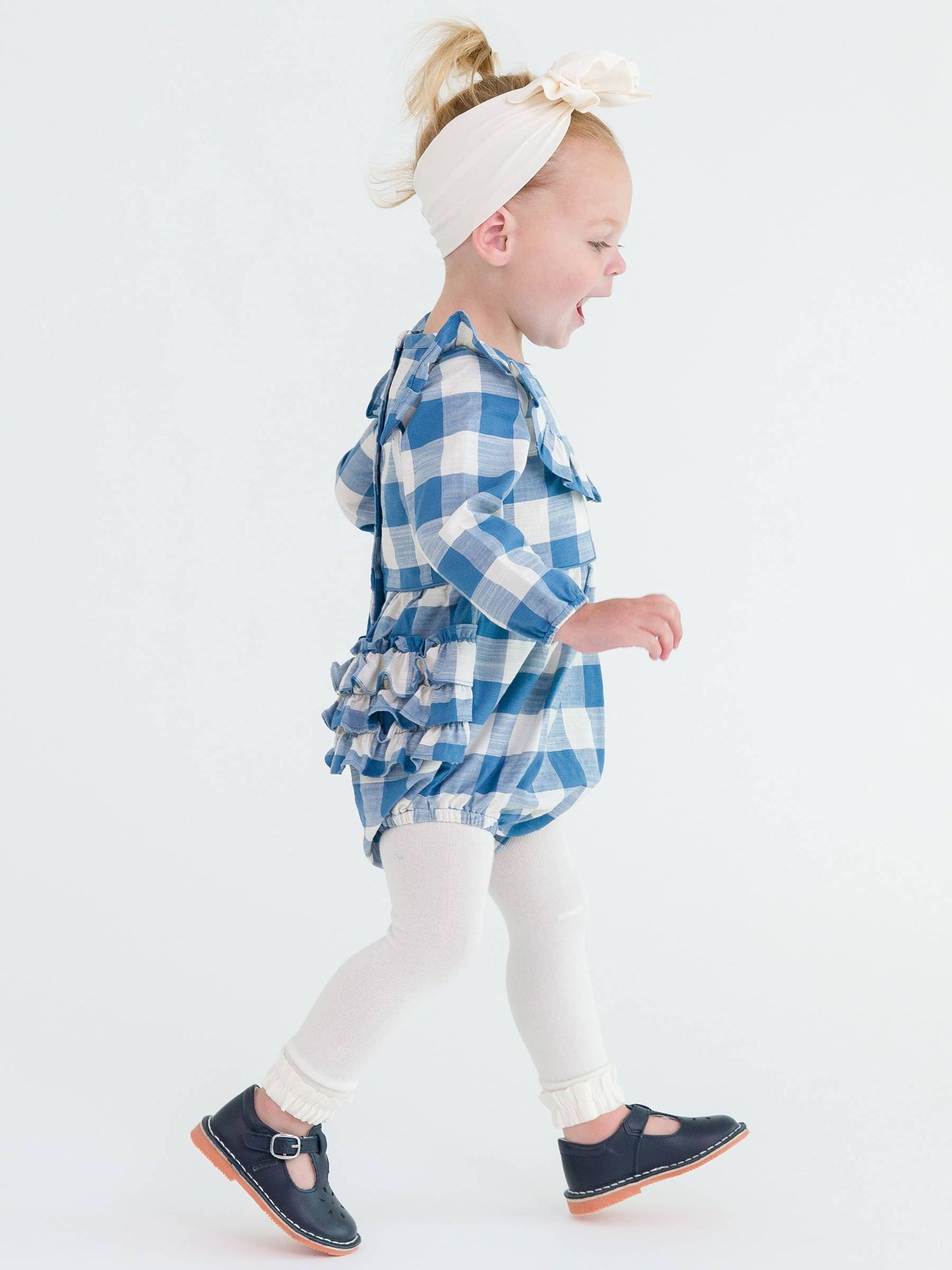 Countryside Blue Plaid L/S Bubble Romper