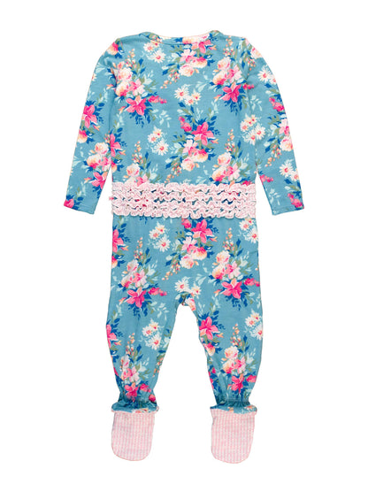 Fancy Me Floral Bamboo Footed Ruffle Pajama