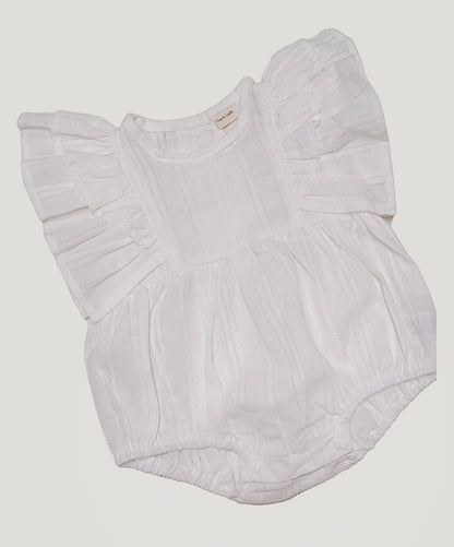 baby Girl White Sleeveless Cotton Romper Ruffle Bubble Julia