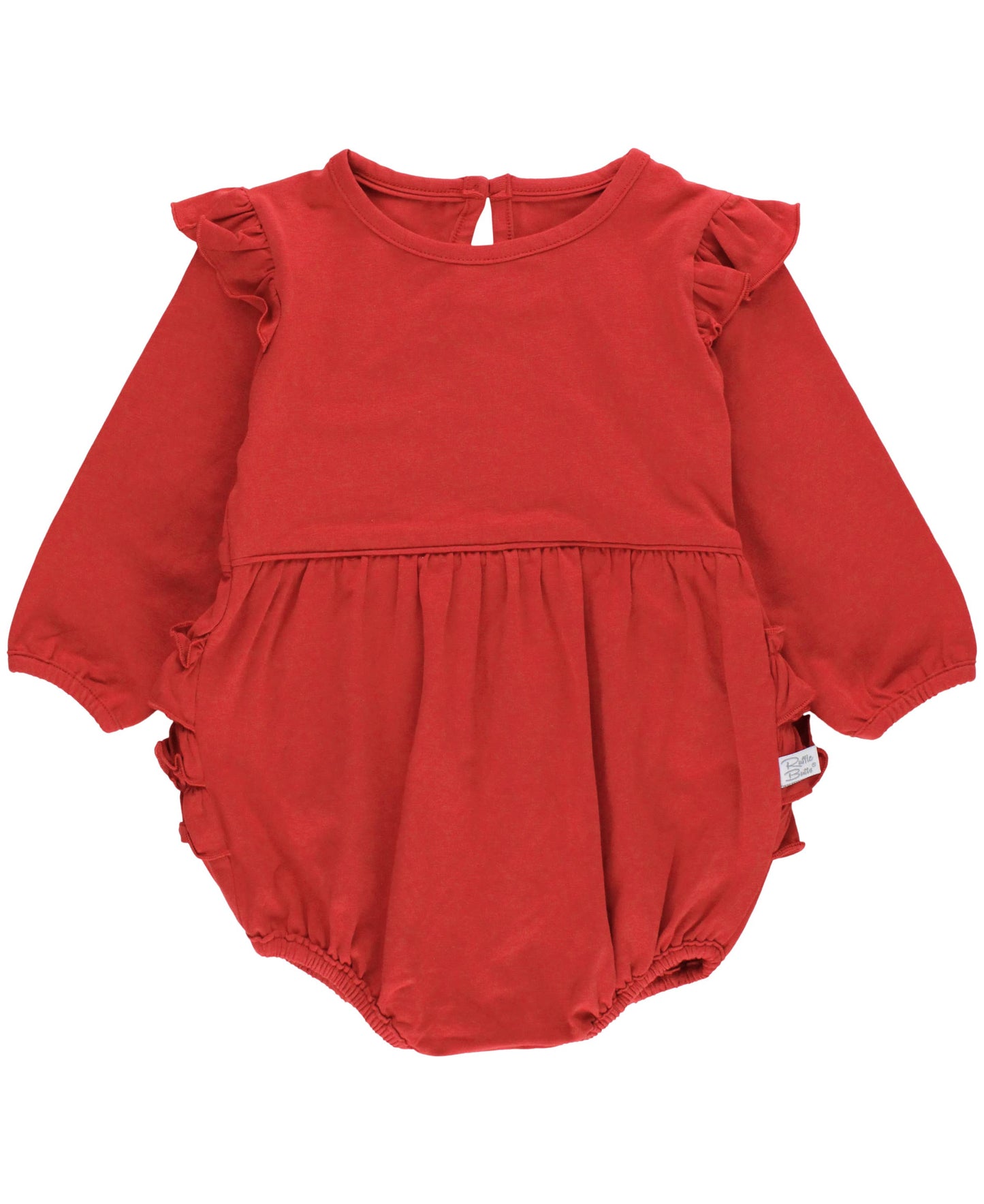 Red Knit Long Sleeve Flutter Bubble Romper