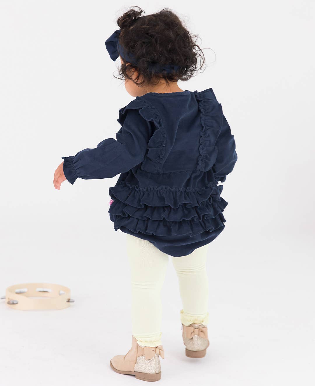 Dark Navy Corduroy Waterfall Bubble Romper