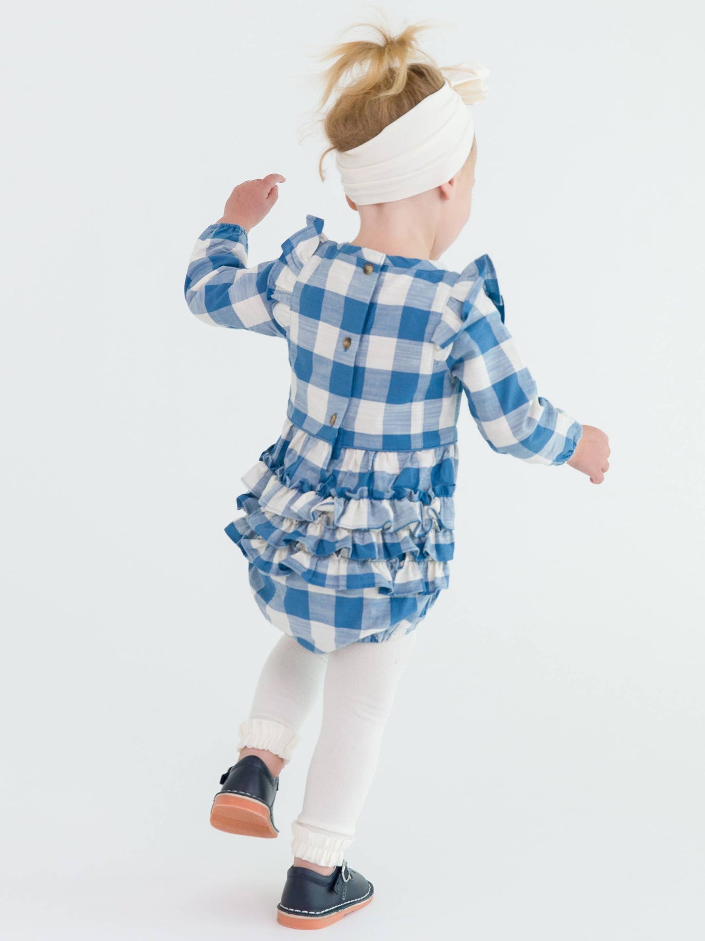 Countryside Blue Plaid L/S Bubble Romper