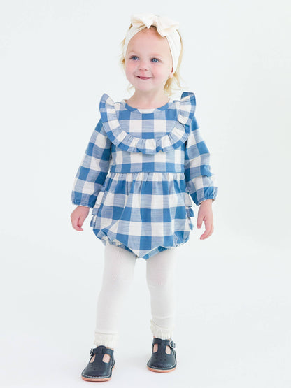 Countryside Blue Plaid L/S Bubble Romper