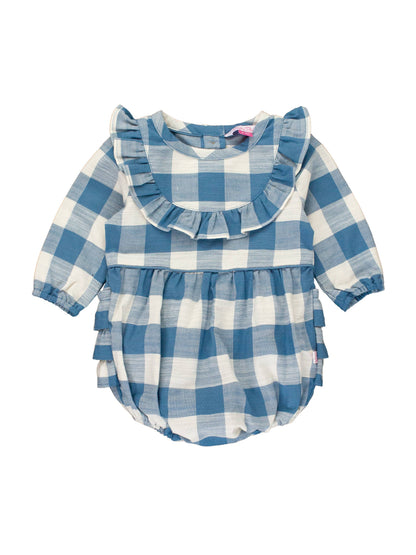 Countryside Blue Plaid L/S Bubble Romper