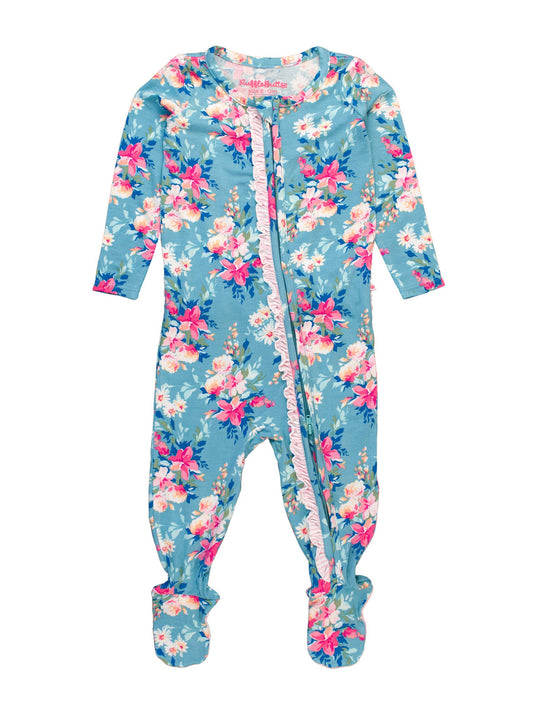 Fancy Me Floral Bamboo Footed Ruffle Pajama