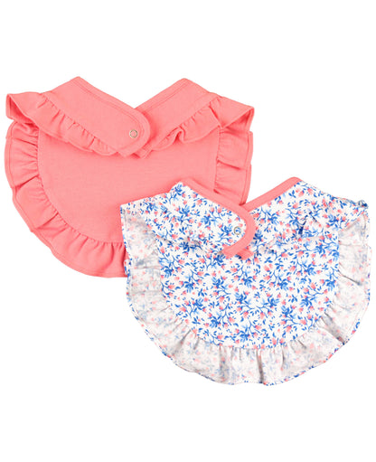 Ruffle Bibs Knit 2-Pack - Cottage Tea Time & Pink