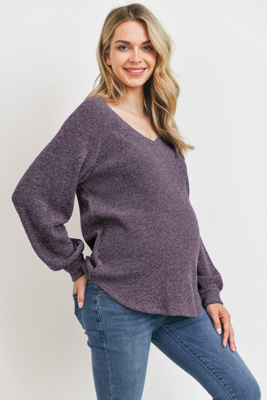 Rib V-Neck Boyfriend Maternity Shirt