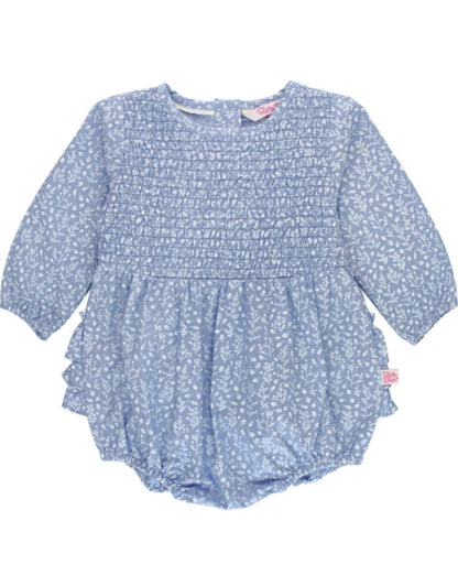 Long Sleeve Smocked Bubble Romper