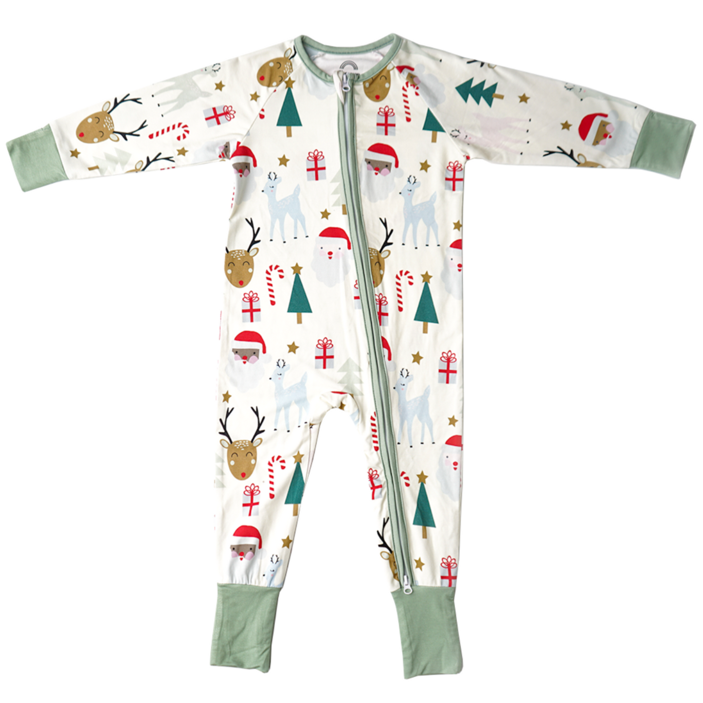 Santa and Friends Bamboo Baby Convertible Footie Pajama