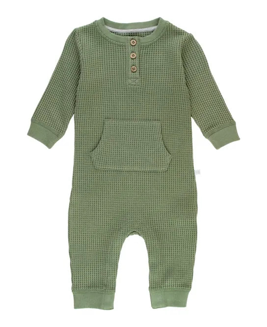 Sea Spray Plush Waffle Knit Henley Romper