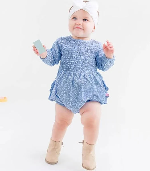 Long Sleeve Smocked Bubble Romper