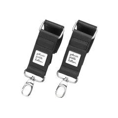 Valet Stroller Clips in Black Leatherette - Silver