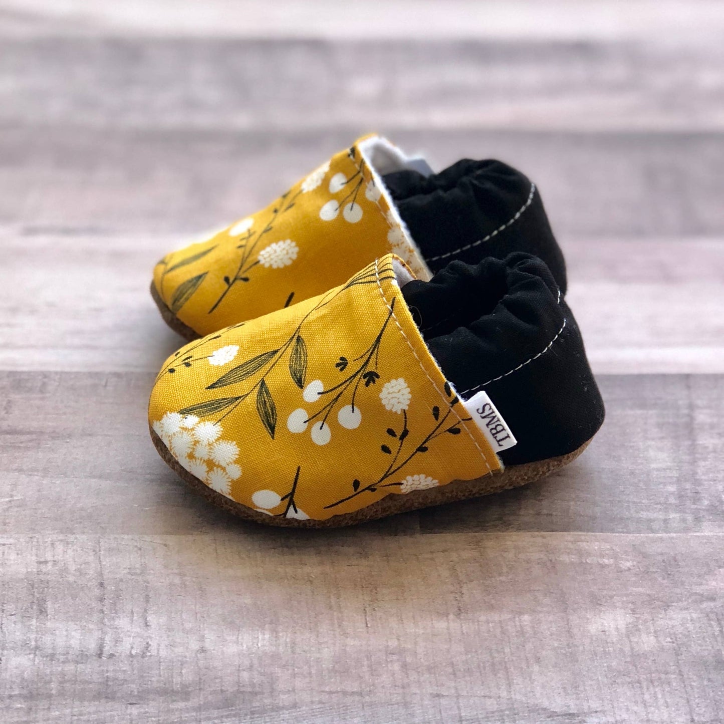 Mustard Floral Moccasins