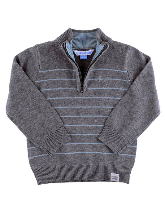 Charcoal Gray Melange Quarter-zip Sweater