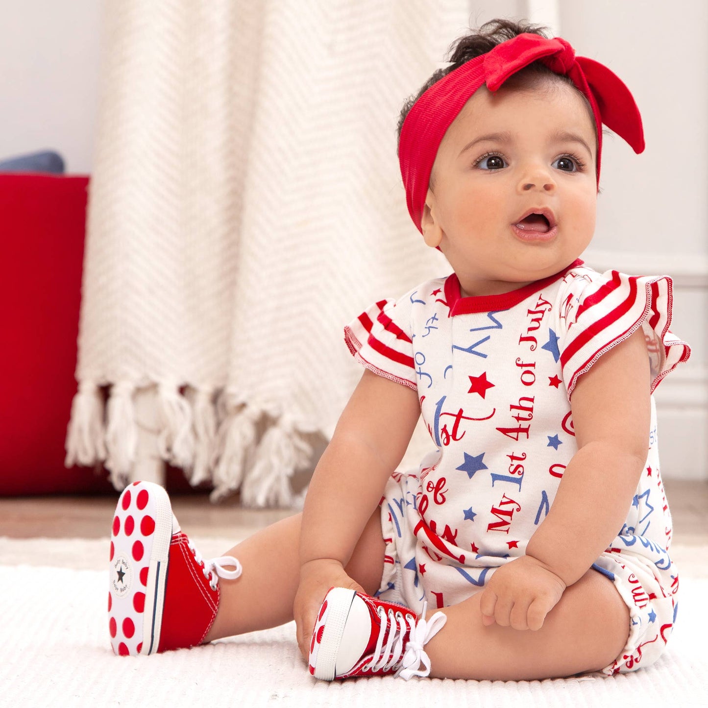 Baby Girl's My First 4th of July Cotton Romper