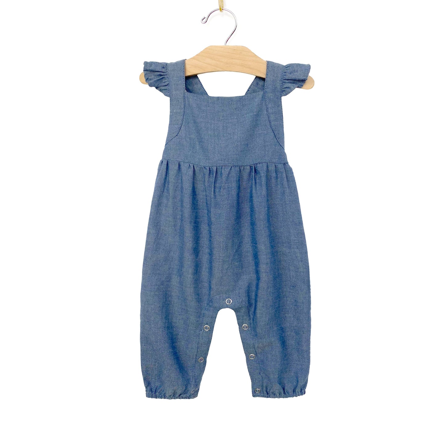 Crossback Long Romper- Chambray