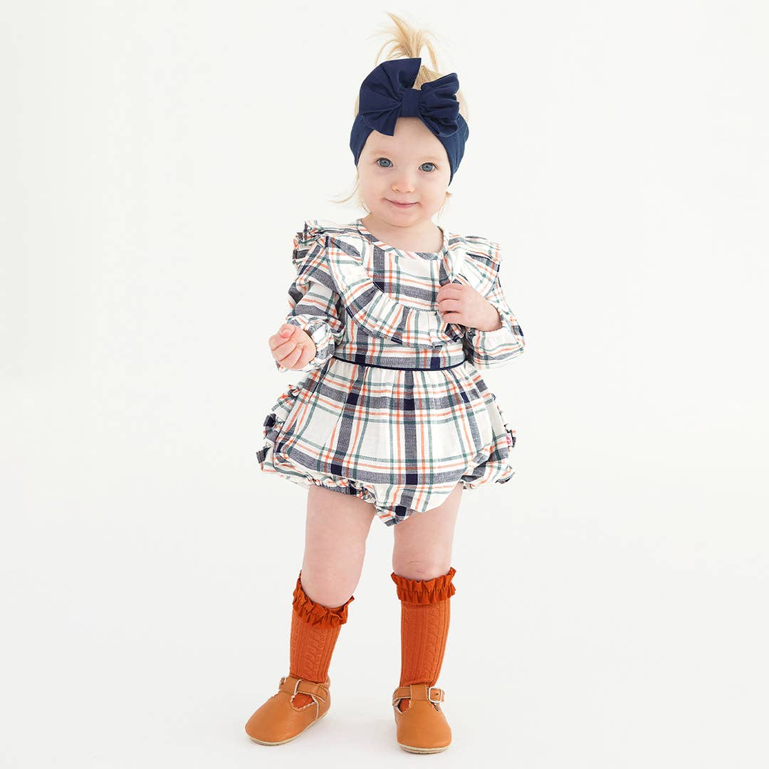 Fall Harvest Long Sleeve Smocked Bubble Romper