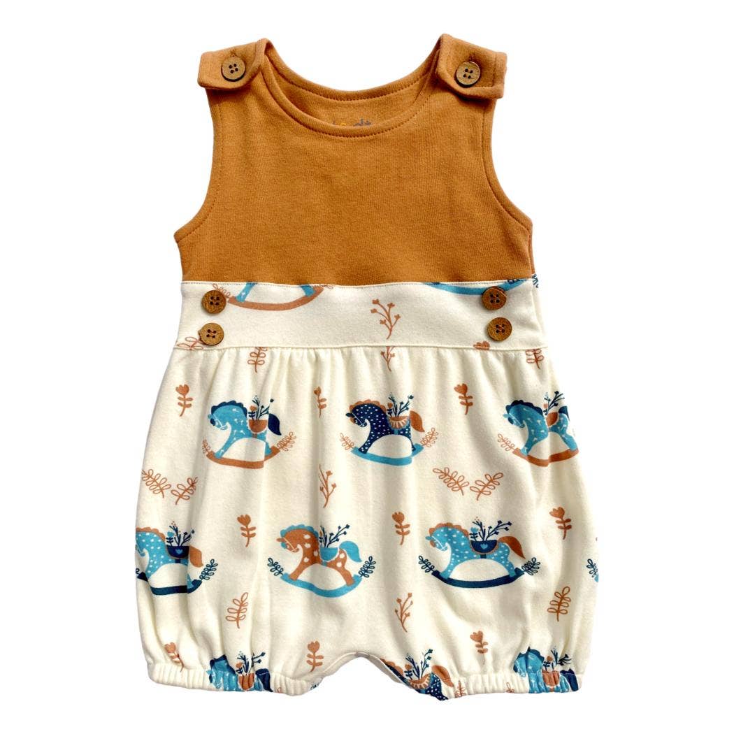 Rocking Horse Organic Baby Bubble Romper, Western, Summer