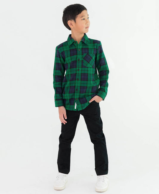 Hunter Plaid Flannel Long Sleeve Button Down